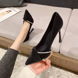 Celebrity Shoes Women's Korean Version Of 2023 Spring French Girls' High Heels, Fine Heels, Cat Heels, Pointed Work