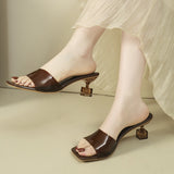 Breakj Summer New One-Word French Simple And Comfortable Gentle Evening Wind Retro High-Sliflip Slippers