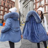 2021 New Cotton Thicken Warm Winter Jacket Coat Women Casual Parka Winter Clothes Fur Lining Hooded Parka Mujer