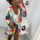 Spring Autumn Fashion Women Zipper Pocket Print Fleece Sweatshirts Casual Long Sleeves Hooded Collor Streetwear Warm