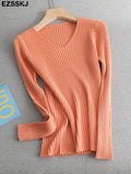 basic v-neck solid autumn winter Sweater Pullover Women Female Knitted sweater slim long sleeve badycon sweater