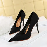 Breakj Korean Version Of Fashion Pedicure Delicate Show Thin High Heels Ultra High Heel Silk Shallow Pointed Single