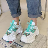 Sneakers 2021 Summer Breathable Mesh Women's Platform Shoes Thick Sole Height Increasing Sport Sneakers Female