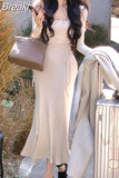 Colo Elegant Midi Dress Slim Casual 2023 Autumn Korea Fashion Evening Party Dress Woman Long Sleeve Sexy Bodycon