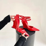 Breakj Spring And Summer Show New Slope Heel Red High Heels Women Patent Leather Sexy Bao Head Individual