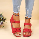 Breakj Summer Women's Slope And Thick-Soled Casual Sandals Pure Color Magic Stick With