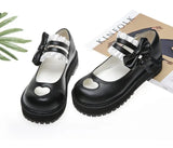 Sister Lolita Love Pierced Bow Japanese Thick-soled Dress Shoes Sweet Lace Princess Girl Shoes, Women