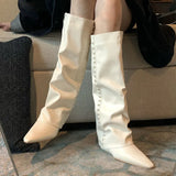 Breakj Trousers Boots 2025 New Net Red Fat Mm Pointed Slope And High But Knee Long Boots