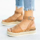 Women Sandals Soft Leather Wedges Shoes Women Espadrilles Platform Sandals Female 4cm High Heels Sandals Summer Chaussures