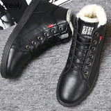 Snow Boots Winter Cotton Men Casual Shoes Leather Man Ankle Boots Fashion Black Shoes Winter Men Boots Warm Shoes With