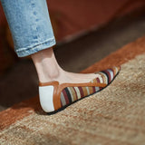 Women's Fabric Shoes Fashion Slip-On Spring/Autumn Ethnic Flat Shoes Pointed Toe Low Heel Shoes Woman Special