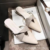 Breakj Half Slippers Women's Summer Wear 2025 Summer New Shoes Pointed Flat Bottom Muller Cool Slippers Half-To-Single