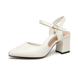 Breakj High-Heeled Women 2025 Spring New Pointed Buckle Coarse Sandals Simple Back Empty
