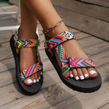Breakj Summer New Thick-Soled Cloth National Wind Women's Shoes Fish Mouth Color Magic Stick Beach