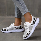 Breakj Large-Size Casual Canvas Shoes Women's Leopard Lace With Water Drill Mesh Shoe Size Single