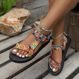 Breakj Size Sandal Women 2024 Summer New Platform Color Velcro Name Clan Wind Beach Sandal