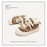 Breakj Shoes Classic Yellow Boots Winter Thick Warm Cotton Shoes Short Barrel Snow Boots Men And Women The Same Leopard-Print Martin