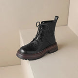 Old Model Continues To Produce ~ Autumn And Winter Sheep Leather Martin Boots Women's Lace-Up With Thick Anti-Slip Short Boots Women's Thick Heel Wool