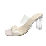 Breakj New Korean Version Of The Fairy Wind Transparent Thick With A Word Of The Head Folded Cold Slippers Xia Gao And Slippers