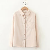 Style Women's Corduroy Shirt 2021 Spring New Casual Loose Women Long Sleeve Blouses and Tops Lady Blouse