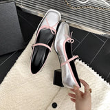 Square Heels, Silver Bow, Mary Jane Shoes, Spring And Autumn, New Colors, Gentle Daily