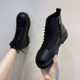 Breakj 2025 New Black Handsome Martin Boots Women's Thick-Bottomed Short