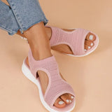 Breakj Sandals Women 2025 Summer New Thick Bottom Slope With Fish Mouth Net Breathable Lady Wearing