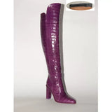 Leather Knee High Boots Women Sexy Chunky High Heels Long Boots Female Winter Party Shoes Cowboy Knight