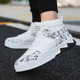 Flower National Tide High-Top Thick Soles Shoes Men's Spring 2024 New Fashion Sports And Leisure Shoes For