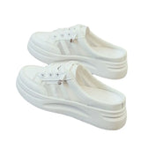White Slippers Female 2024 New Mesh Breathable Baotou Platform Muffin Fashion Casual Small White