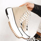Women Platform Canvas Sneakers Lace-Up High Top Female Casual Shoes Fashion Zebra Pattern Lace Up Lady Sports