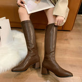 Knee Boots Female 2023 Autumn Winter New British Style Fashion Small Show Thin Tall Heel Knight Female