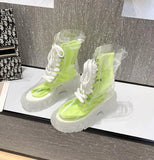 Platform Boots 2021 New Fashion Women Waterproof Ankle Boots Feminine Clear Heel Short Boots Sexy Female Rain
