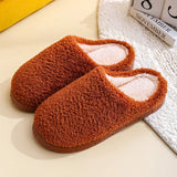 Indoor Fur Slippers for Home Floor Shoes Warm Plush Slippers Solid Color Autumn Women Slippers Shoes Soft
