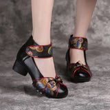 2021 Spring Autumn New Retro Genuine Leather Platform Shoes Women's Pumps High Heel Soft Bottom Shoes Women
