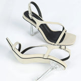 Breakj Square Head Transparent 9CM Crystal Heel Hedlier With Heel High-Size