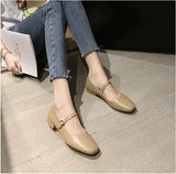 New Women Low Heel Shoes Square Toe Retro Mary Janes Pumps Casual Spring Autumn Lady Weekly Shoes Size