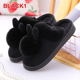 Shoes Rabbit Ear Floor Indoor Cotton Slippers Autumn Winter Warm Fur Slippers Women Non-Slip Platform Shoes Home