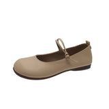 Shoes Women's Spring And Summer Evening Shoes New Style Mary Jane Hundred-Style Soft Leather Doudou Flat Shoes With