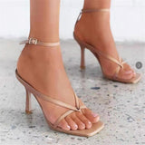 Summer NEW Women's Sexy Bomb Square Toe High Heeled Shoes Toe Clamping Stiletto High Heels Plus Size 35-43 Zapatos De