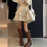 Breakj West Cowboy Boots But Knee Boots Metal Belt Buckle Thick And Thick Bottom High-Sleeve Rider Boots Single