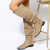 Breakj Boots Women's Autumn 2023 British Style Retro Thick And Sharp But Knee-High
