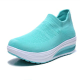 Summer Vulcanized Women Shoes Thick Sole Women Sneakers Light Weight Walking Leisure Sock Shoes Solid Color Footwear