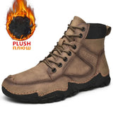 Men's Casual Boots Plush Warm Mens Ankle Boots High Quality Outdoor Men Boots Comfortable Motorcycle Boots Zapatos