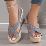 Breakj Platform Heel Sandals 2024 Size Denim Cross Buckle