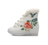 Breakj Boots Short Boots With Cotton And Wool Embroidered Boots, Embroidered Shoes Cloth Boots Inside The High Wedge Women's Shoes