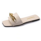 Women's Sandals And Slippers 2023 Summer New One-Shaped Metal Chain Fashionable Ladies