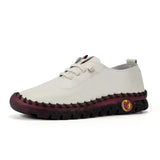 Breakj Soft Leather Single Shoes Comfortable Flat Lace Mother Shoes Wide Fat Foot Beef Tendon Bottom Soft Bottom Soft Surface Middle Age Large