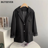 Casual Loose Single-breasted Mint Green Women Suit Blazer 2021 Spring Elegant Notched Collar Full Sleeve Female