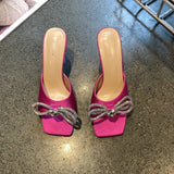 Breakj Women's Shoes 2024 Summer New One-Line Bow High With Cool Drag Thin Heel